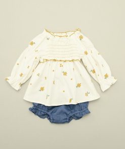 branshes ベビー 「おそろい」きんもくせい刺繍トップス＆ボトムスセット