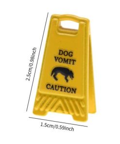 ミニチュア警告標識 1:12スケール 装飾品 金属製 1インチ ドールハウス装飾 犬の嘔吐物